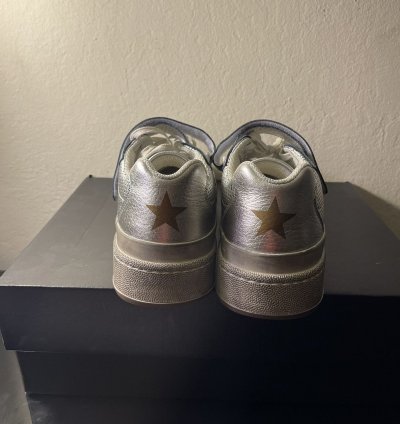 Saint Laurent - Sl24 Silver Worn-look Sneakers