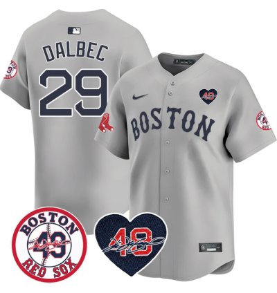 Bobby Dalbec Jersey 29 Boston Red Sox Tim Wakefield Memorial Patch Stitched Gray