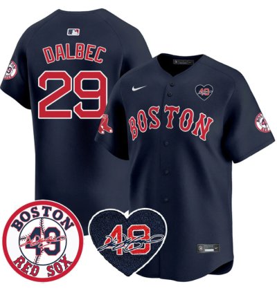 Bobby Dalbec Jersey 29 Boston Red Sox Tim Wakefield Memorial Patch Stitched Navy