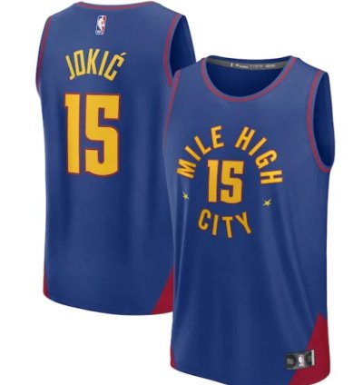 Nikola Jokic Denver Nuggets Fast Break Player Jersey - Statement Edition - Blue