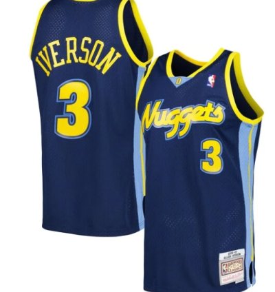 Allen Iverson Denver Nuggets Hardwood Classics Swingman Jersey - Navy