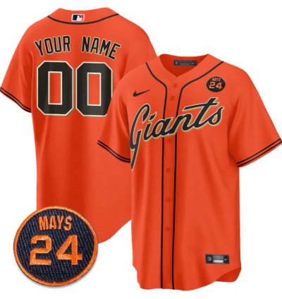 Custom San Francisco Giants Jersey 24 Willie Mays Patch 2024 Vapor Premier Limited Orange