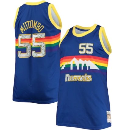 Dikembe Mutombo Denver Nuggets Big Tall 199192 Nba 75th Anniversary Diamond Swingman Jersey - Blue