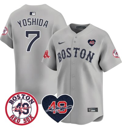 Masataka Yoshida Jersey 7 Boston Red Sox Tim Wakefield Memorial Patch Stitched Gray