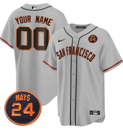 Custom San Francisco Giants Jersey 24 Willie Mays Patch 2024 Vapor Premier Limited Gray
