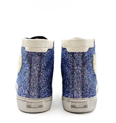 Saint Laurent Bedford Blue Glitter Sneaker