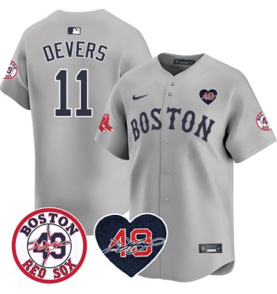 Rafael Devers Jersey 11 Boston Red Sox Tim Wakefield Memorial Patch Stitched Gray