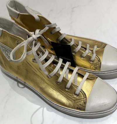 Saint Laurent Bedford Distressed Sneakers Gold