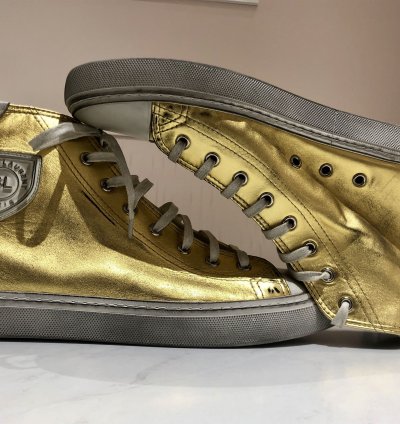 Saint Laurent Bedford Distressed Sneakers Gold