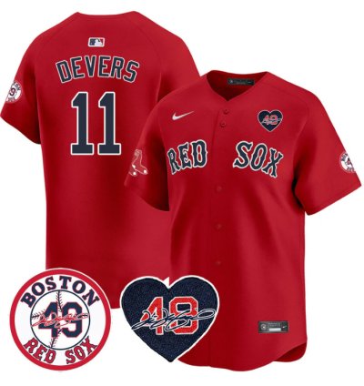 Rafael Devers Jersey 11 Boston Red Sox Tim Wakefield Memorial Patch Stitched Red