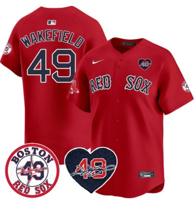 Tim Wakefield Jersey 49 Boston Red Sox Tim Wakefield Memorial Patch Stitched Red