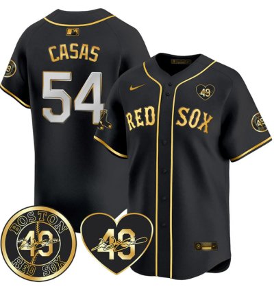 Triston Casas Jersey 54 Boston Red Sox Tim Wakefield Memorial Patch Stitched Black Gold