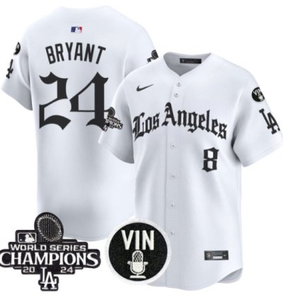 Kobe Bryant Jersey 24 Dodgers 2025 La Gothic Style Vapor Premier Limited Stitched White