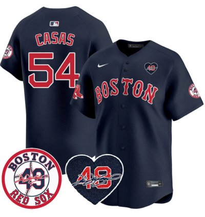 Triston Casas Jersey 54 Boston Red Sox Tim Wakefield Memorial Patch Stitched Navy