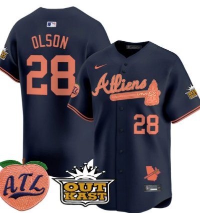 Matt Olson Jersey 28 Atlanta Braves Atliens Peach Vapor Premier Limited Stitched