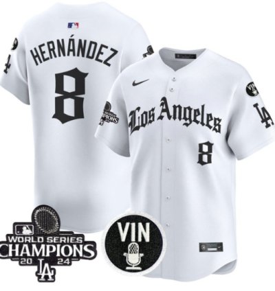 Kike Hernandez Jersey 8 Dodgers 2025 La Gothic Style Vapor Premier Limited Stitched White