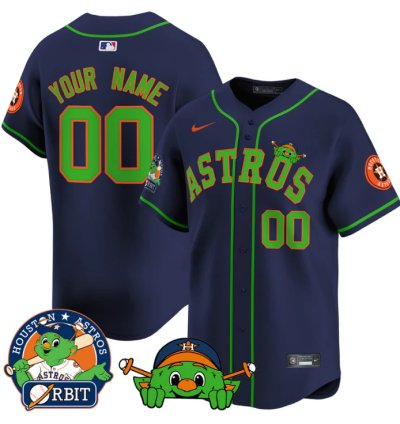 Custom Astros Jersey Name Number Orbit Patch Vapor Premier Limited V3 Stitched Navy