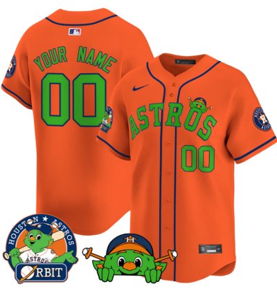 Custom Astros Jersey Name Number Orbit Patch Vapor Premier Limited V3 Stitched Orange