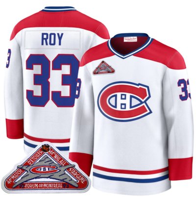 Patrick Roy Jersey 33 Montreal Canadiens Timeless Premium Stitched 1992 Blue Line