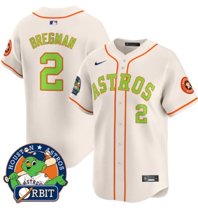 Alex Bregman Jersey 2 Astros Orbit Patch Vapor Premier Limited V2 Stitched Cream