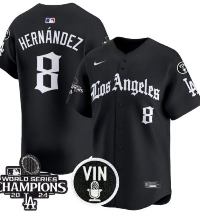 Kike Hernandez Jersey 8 Dodgers 2025 La Gothic Style Vapor Premier Limited Stitched Black