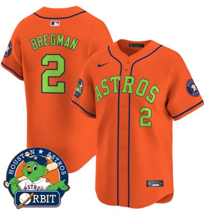 Alex Bregman Jersey 2 Astros Orbit Patch Vapor Premier Limited V2 Stitched Orange