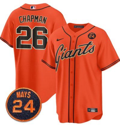 Matt Chapman Jersey 26 San Francisco Giants 24 Willie Mays Patch 2024 Vapor Premier Orange