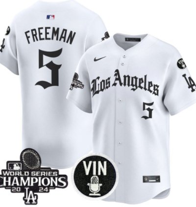 Freddie Freeman Jersey 5 Dodgers 2025 La Gothic Style Vapor Premier Limited Stitched White
