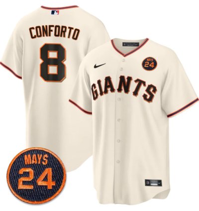 Michael Conforto Jersey 8 San Francisco Giants 24 Willie Mays Patch 2024 Premier Cream Home