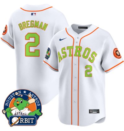 Alex Bregman Jersey 2 Astros Orbit Patch Vapor Premier Limited V2 Stitched White
