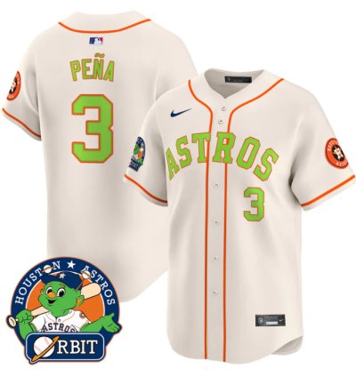 Jeremy Pena Jersey 3 Astros Orbit Patch Vapor Premier Limited V2 Stitched Cream