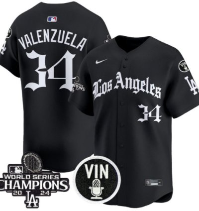 Fernando Valenzuela Jersey 34 Dodgers 2025 La Gothic Style Vapor Premier Limited Stitched Black
