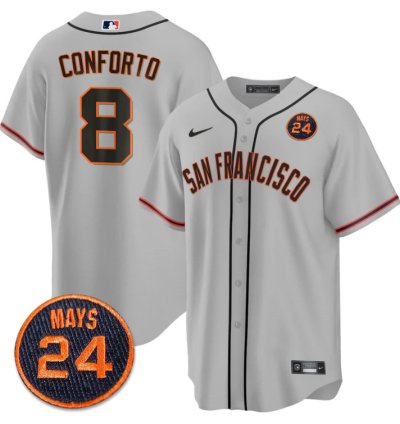 Michael Conforto Jersey 8 San Francisco Giants 24 Willie Mays Patch 2024 Premier Gray
