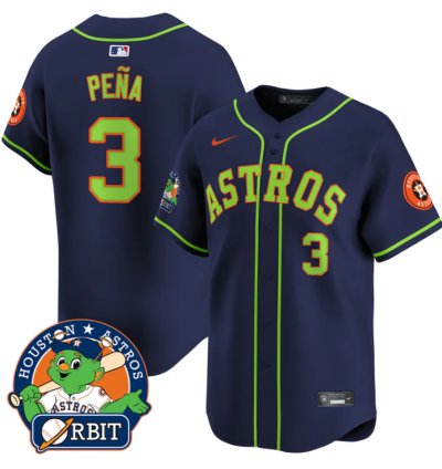 Jeremy Pena Jersey 3 Astros Orbit Patch Vapor Premier Limited V2 Stitched Navy