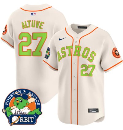 José Altuve Jersey 27 Astros Orbit Patch Vapor Premier Limited V2 Stitched Cream