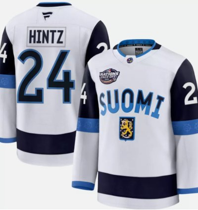 Roope Hintz Jersey 24 Finland White 2025 4 Nations Face-off Stitched