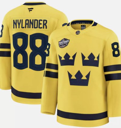 William Nylander Jersey 88 Sweden Yellow 2025 4 Nations Face-off Stitched