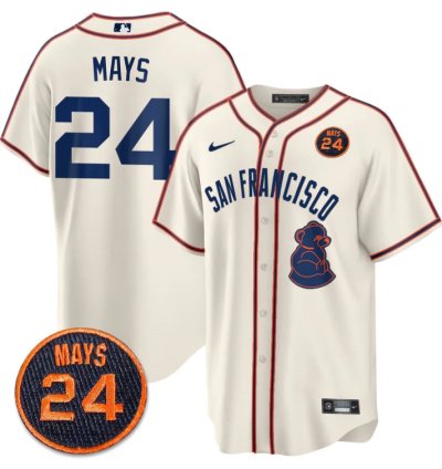 Willie Mays Jersey 24 San Francisco Giants 24 Mays Patch 2024 Vapor Premier Limited Cream
