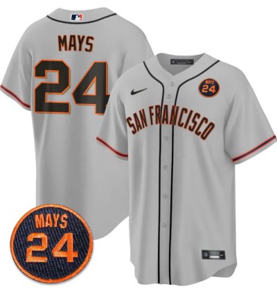 Willie Mays Jersey 24 San Francisco Giants 24 Mays Patch 2024 Vapor Premier Limited Gray