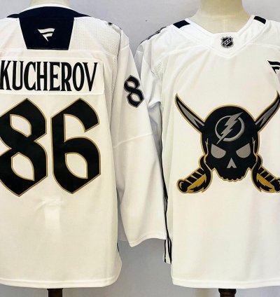 Custom Men Nikita Kucherov Lightning White Jersey All Stitched