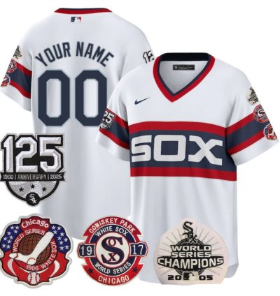 Custom Chicago White Sox Jersey 125th Anniversary World Series Champions Stitched White 1983