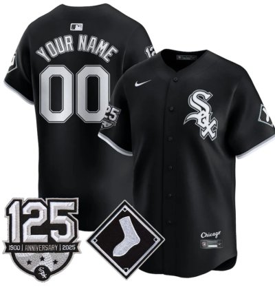Custom Chicago White Sox Jersey Name Number 125th Anniversary Stitched Black
