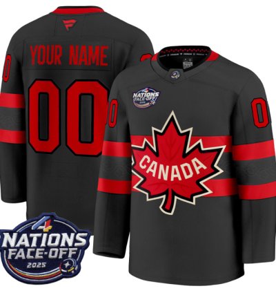Mens Custom Canada Jersey 4 Nations Face-off 2025 Premium All Stitched Black