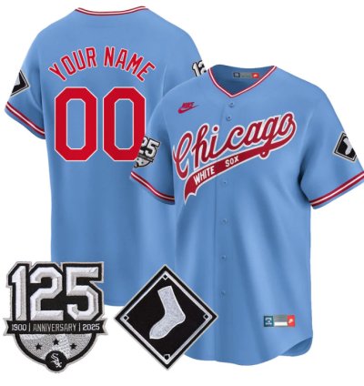 Custom Chicago White Sox Jersey Name Number 125th Anniversary Stitched Blue 1972
