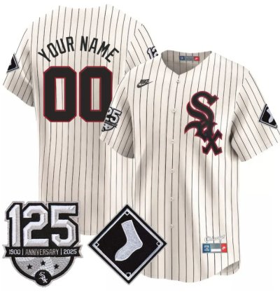 Custom Chicago White Sox Jersey Name Number 125th Anniversary Stitched Cream