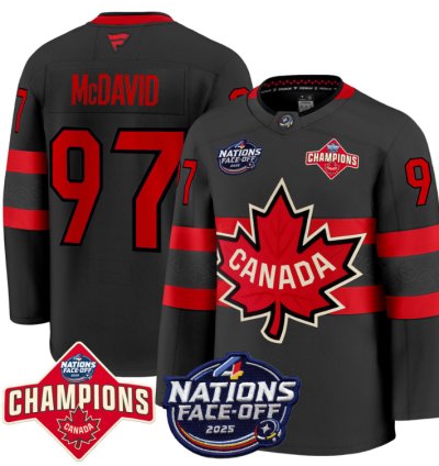 Mens Connor Mcdavid Jersey 97 Canada 4 Nations Face-off 2025 Champions Black