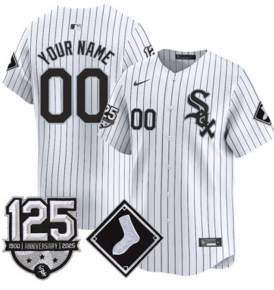 Custom Chicago White Sox Jersey Name Number 125th Anniversary Stitched White