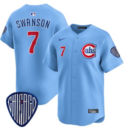 Dansby Swanson Jersey 7 Chicago Cubs Blue Alternate Vapor Premier Limited Stitched Blue