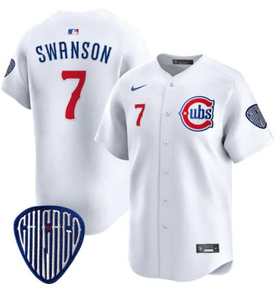 Dansby Swanson Jersey 7 Chicago Cubs Blue Alternate Vapor Premier Limited Stitched White