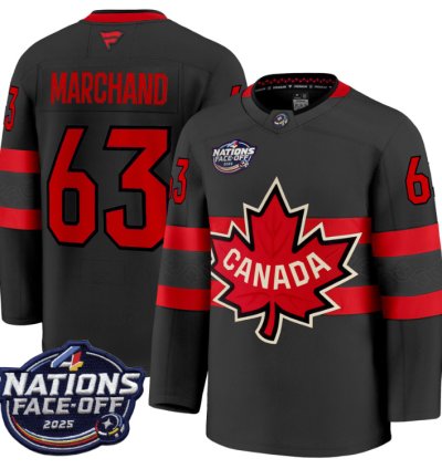 Mens Brad Marchand Jersey 63 Canada 4 Nations Face-off 2025 Stitched Black